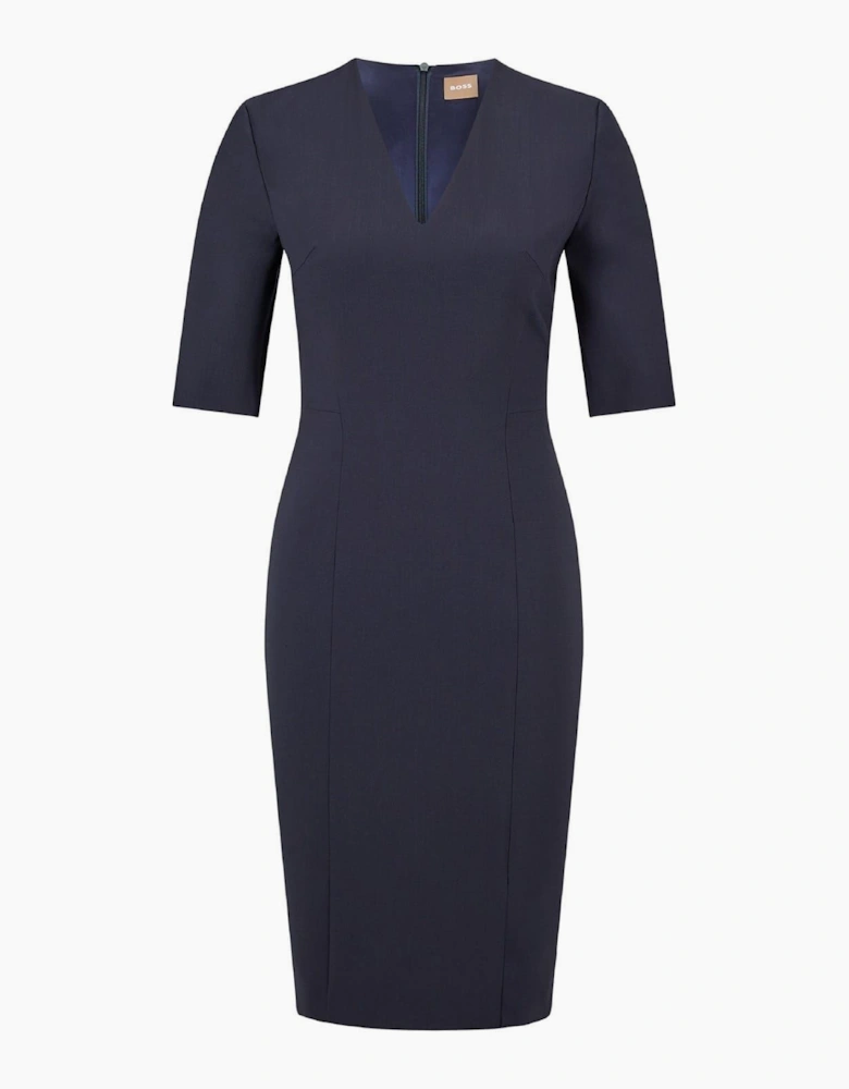 Daleno V-Neck Three Quarter Sleeve Knee Length Dress