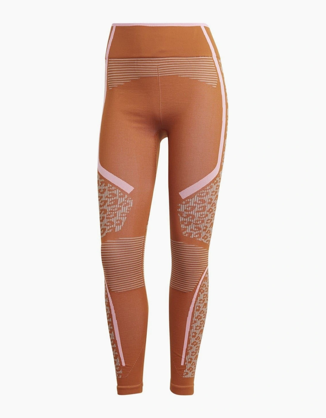 Adidas Women's Brown Geometric Patterned Shapewear Leggings - Size 12