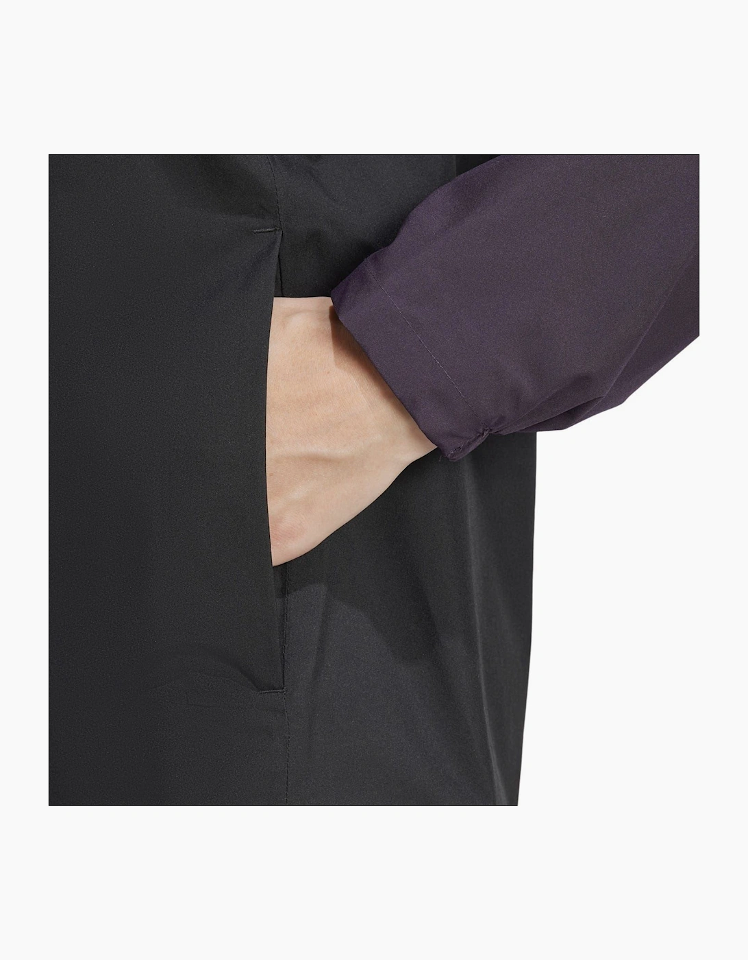 Color Block Front Zipper Pocket Rain Coat