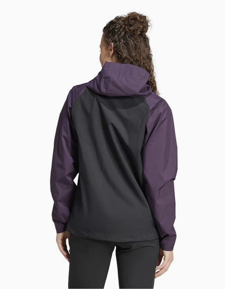 Color Block Front Zipper Pocket Rain Coat