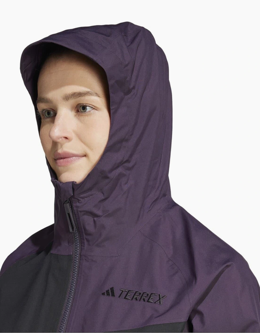 Color Block Front Zipper Pocket Rain Coat