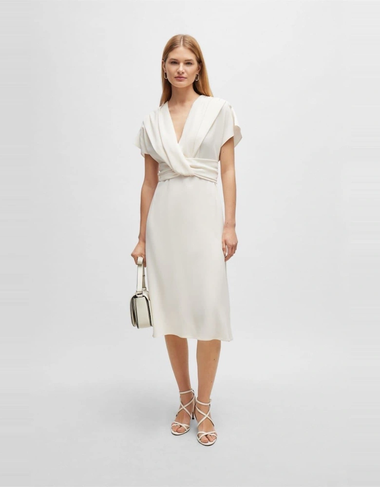 Debasa2 V-Neck Short Sleeve Midi Wrap Dress