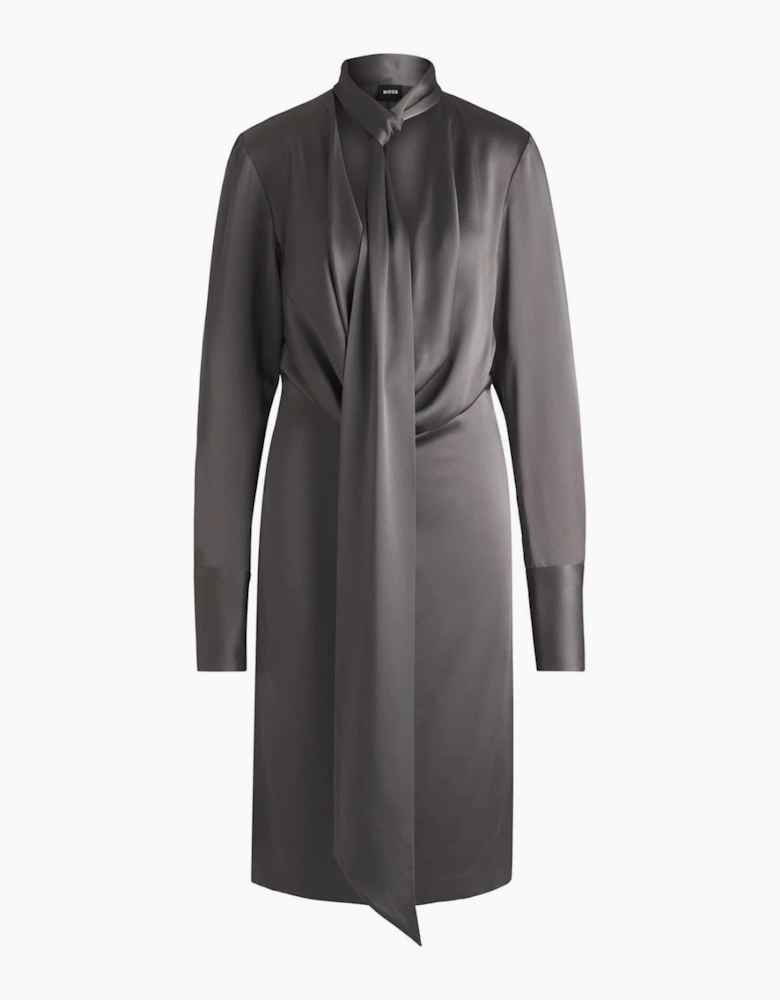 Bascarva Tie Neck Long Sleeve Knee Length Dress