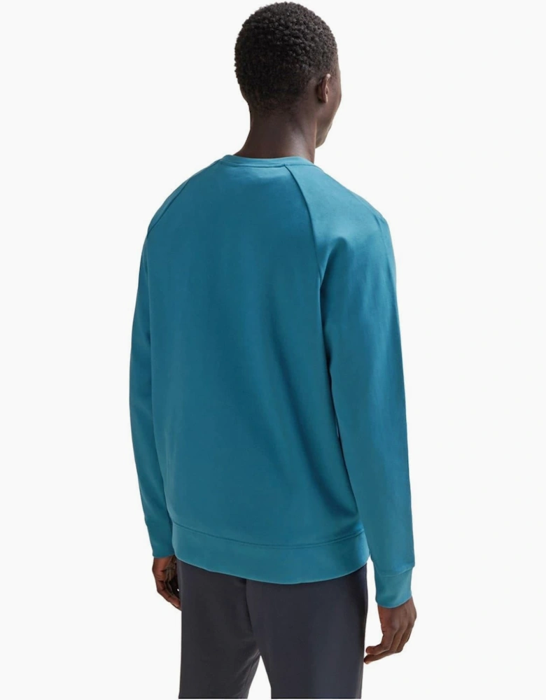Crew Neck Ribbed Collar Raglan Sleeve Sweatshirt
