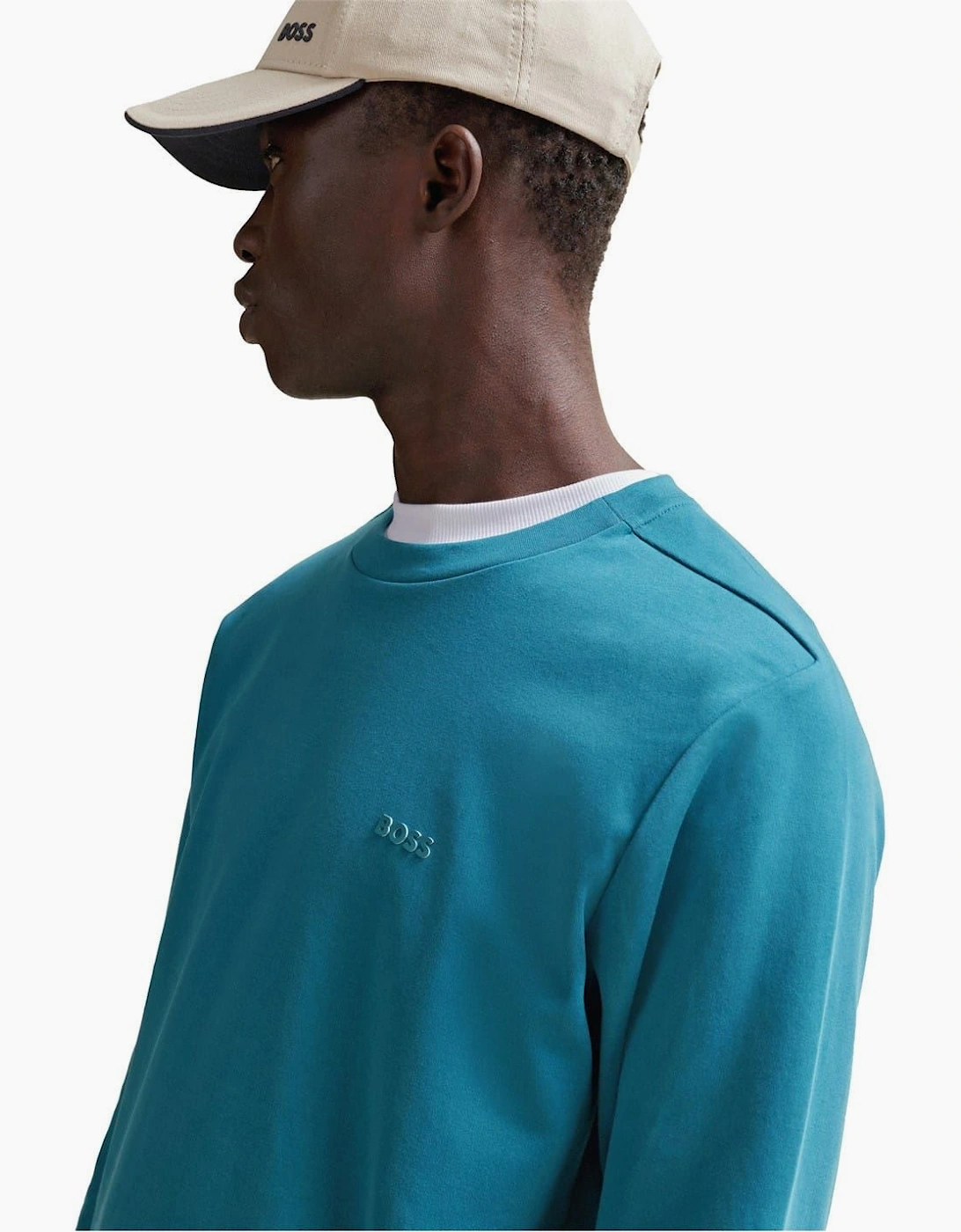 Crew Neck Ribbed Collar Raglan Sleeve Sweatshirt