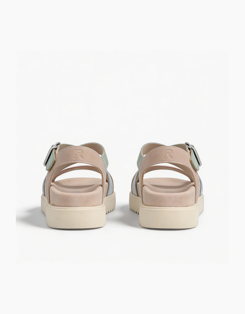 Rieker V5663 Womens Ankle Strap Sandals Beige Multi
