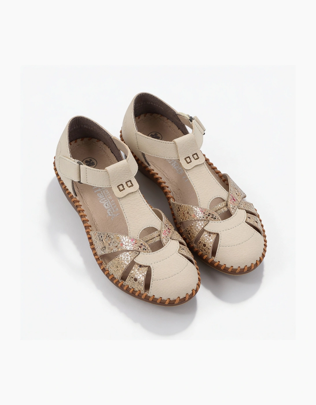 Rieker M1655 Womens Ankle Strap Sandals Cream