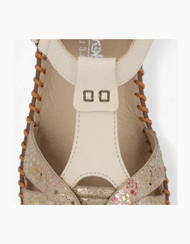 Rieker M1655 Womens Ankle Strap Sandals Cream
