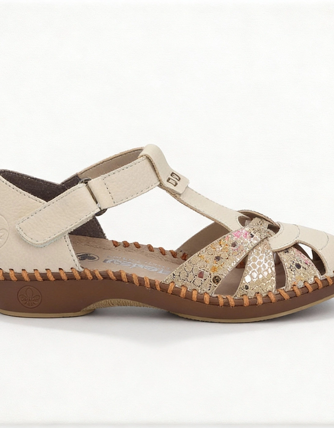 Rieker M1655 Womens Ankle Strap Sandals Cream