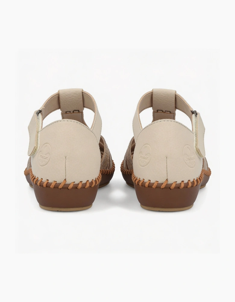 Rieker M1655 Womens Ankle Strap Sandals Cream