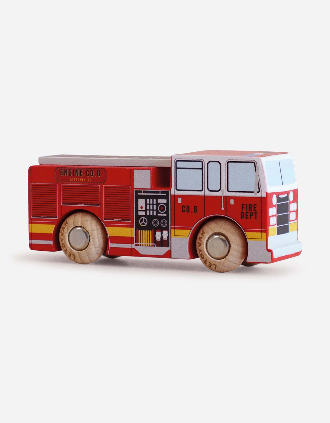Le Toy Van GT270 Quinn Wooden Fire Engine Truck Toy in Red (W:10cm x D:4.5cm x H:3cm)