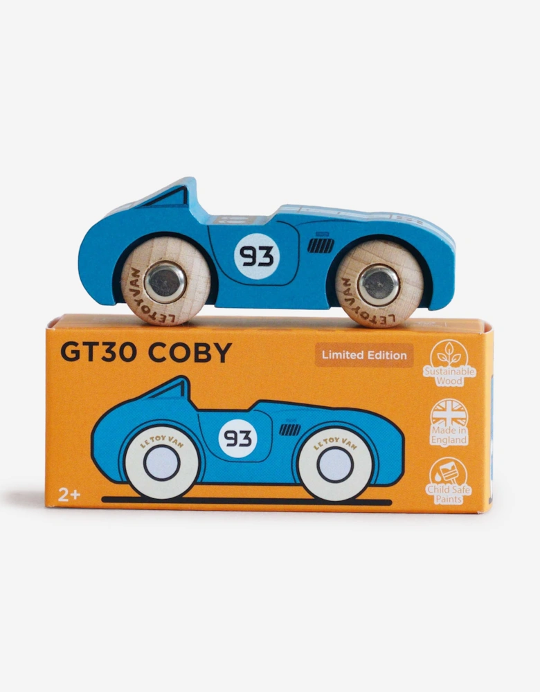 Le Toy Van GT30 Coby Wooden Toy Car in Blue (W:8.8cm x D:3cm H:3.4cm)