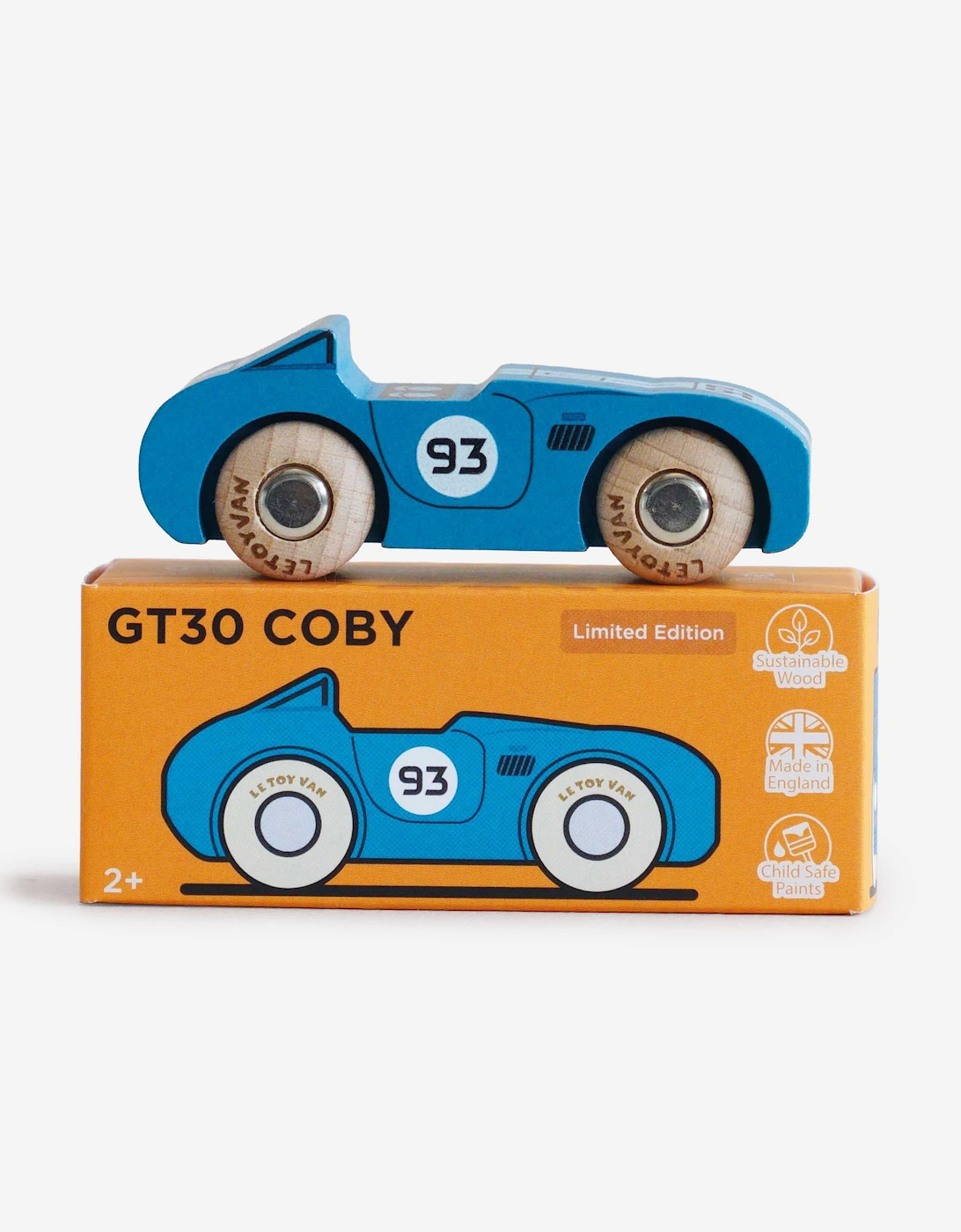 Le Toy Van GT30 Coby Wooden Toy Car in Blue (W:8.8cm x D:3cm H:3.4cm)
