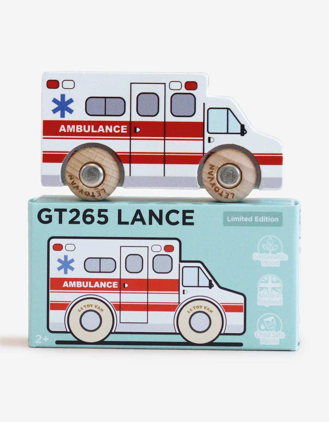 Le Toy Van GT265 Lance Wooden Toy Amublance in White (W:9cm x D:3cm x H:5cm)