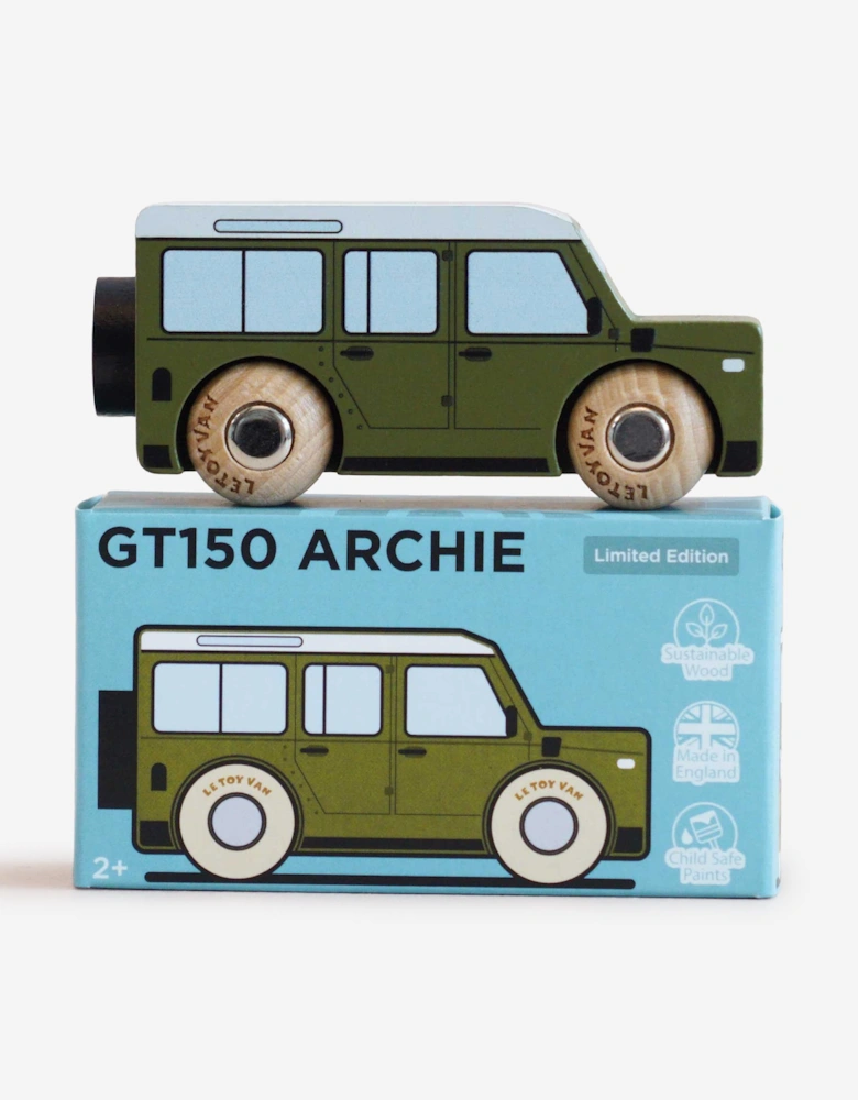 Le Toy Van GT150 Archie Wooden Toy Car in Green (W:9.2cm x D:3cm x H:4.4cm)