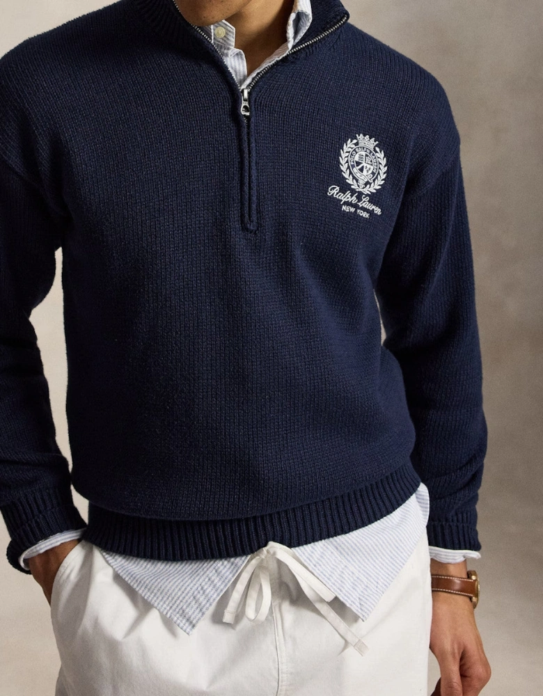 Polo Ralph Lauren Half Zip Cotton Sweater 001 Hunter Navy