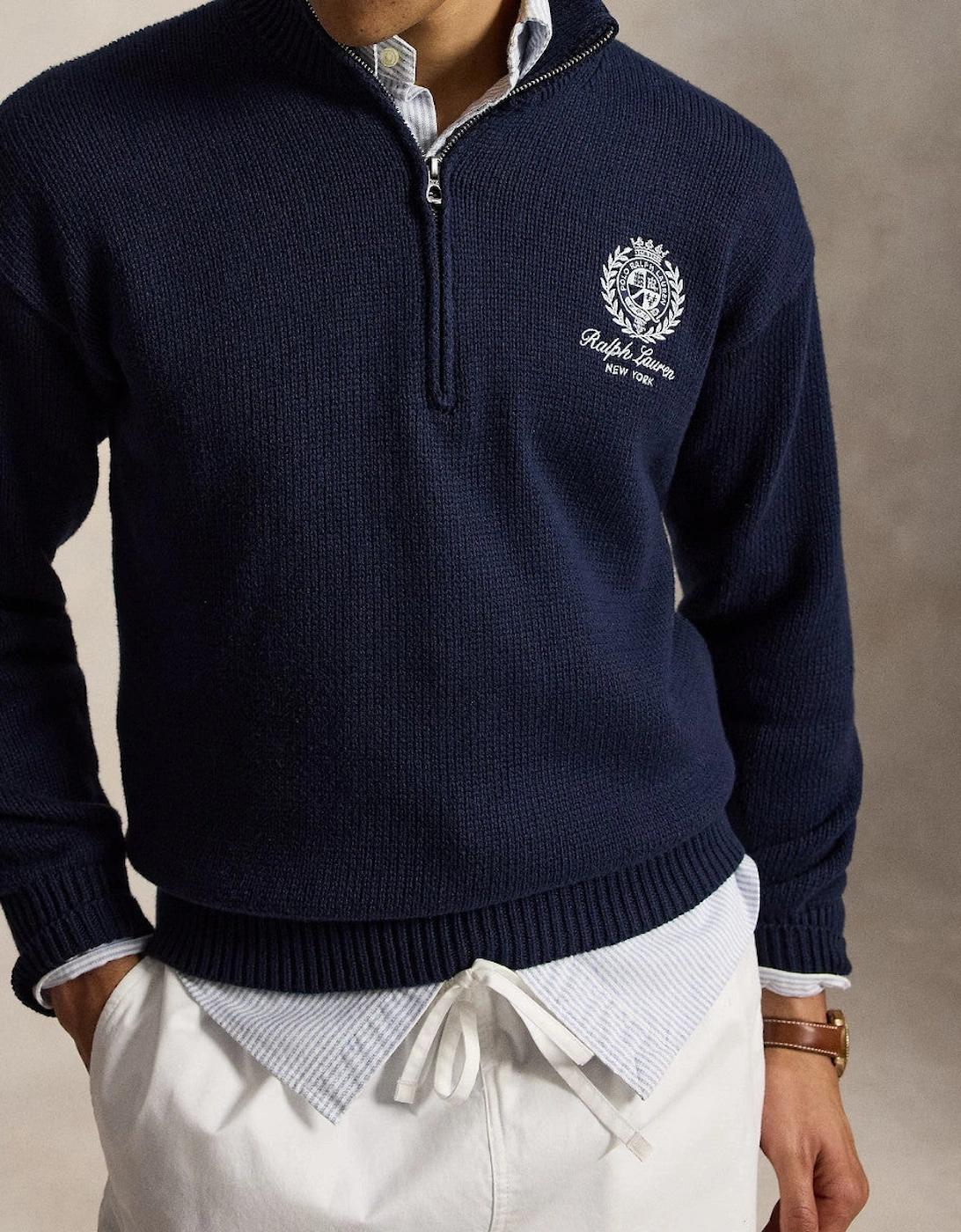Polo Ralph Lauren Half Zip Cotton Sweater 001 Hunter Navy