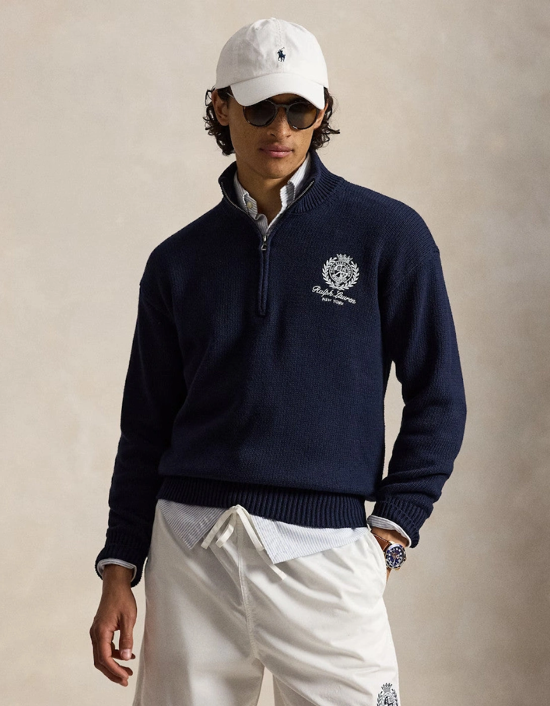 Polo Ralph Lauren Half Zip Cotton Sweater 001 Hunter Navy