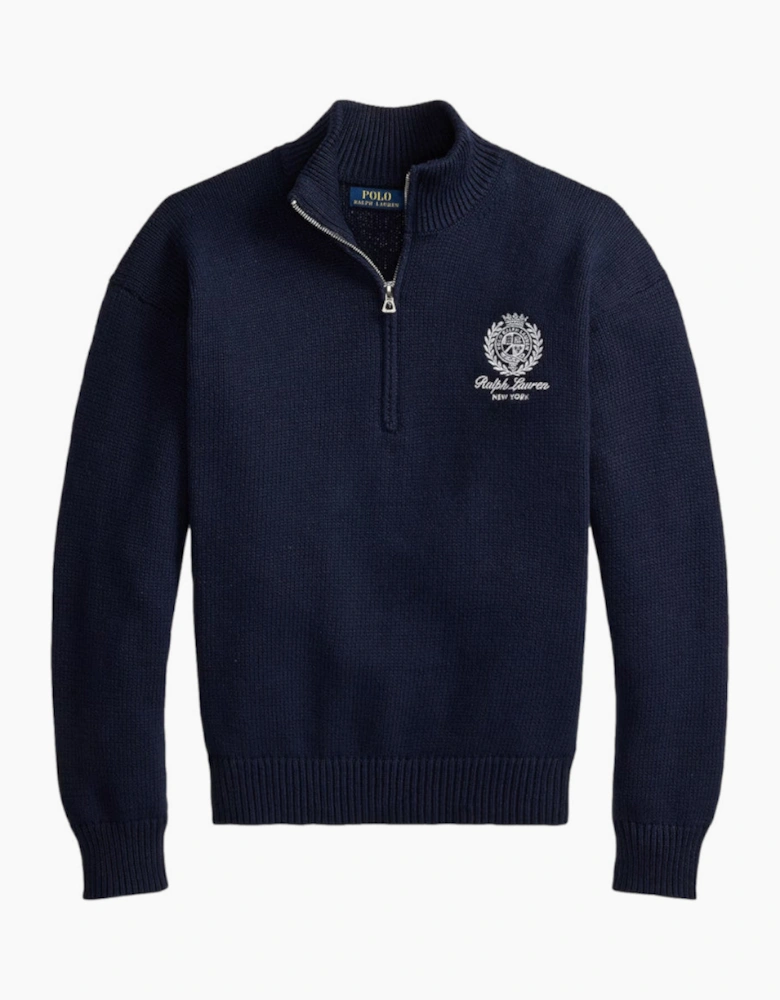 Polo Ralph Lauren Half Zip Cotton Sweater 001 Hunter Navy