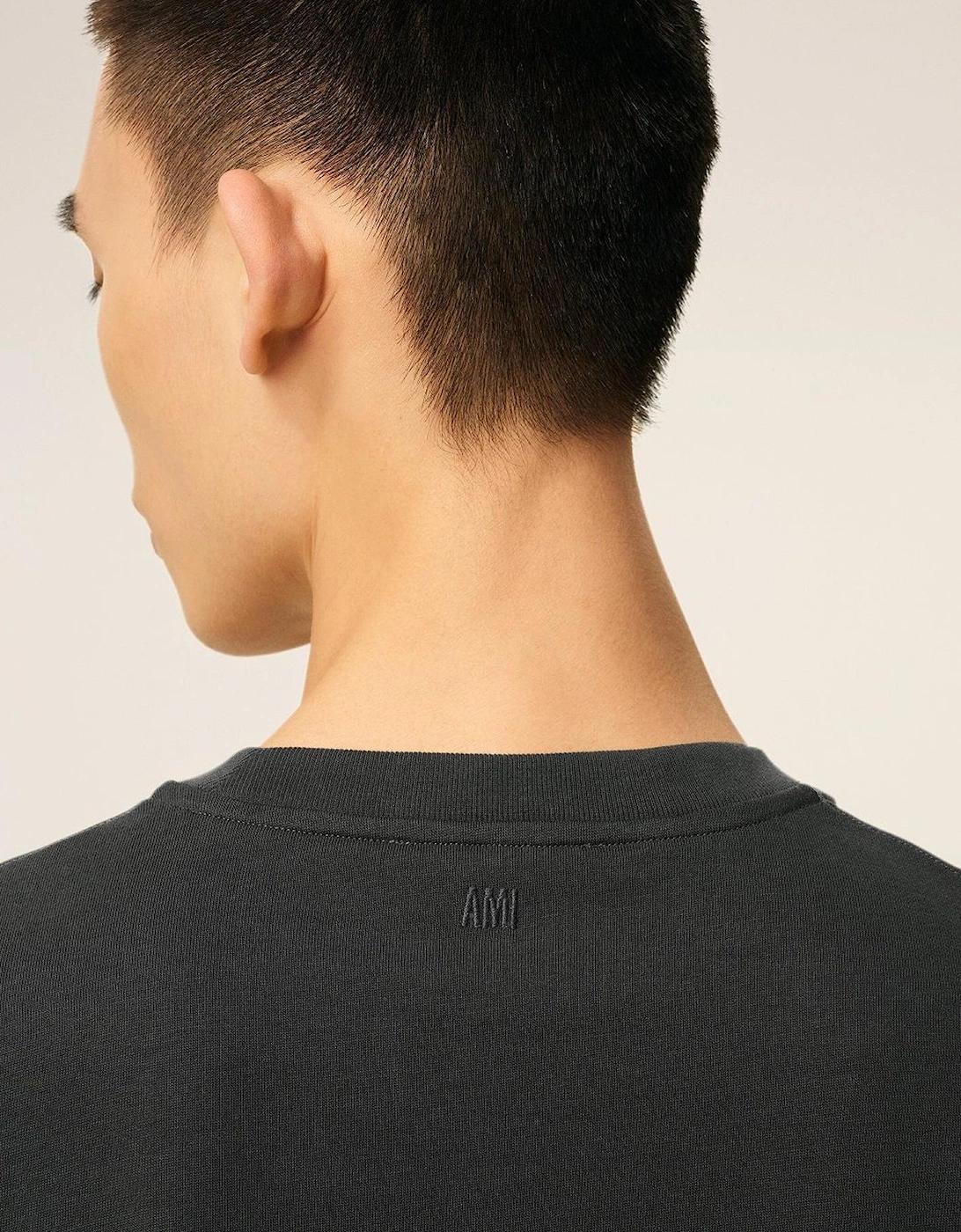 Ami Paris De Coeur Jersey T-shirt in Dark Grey