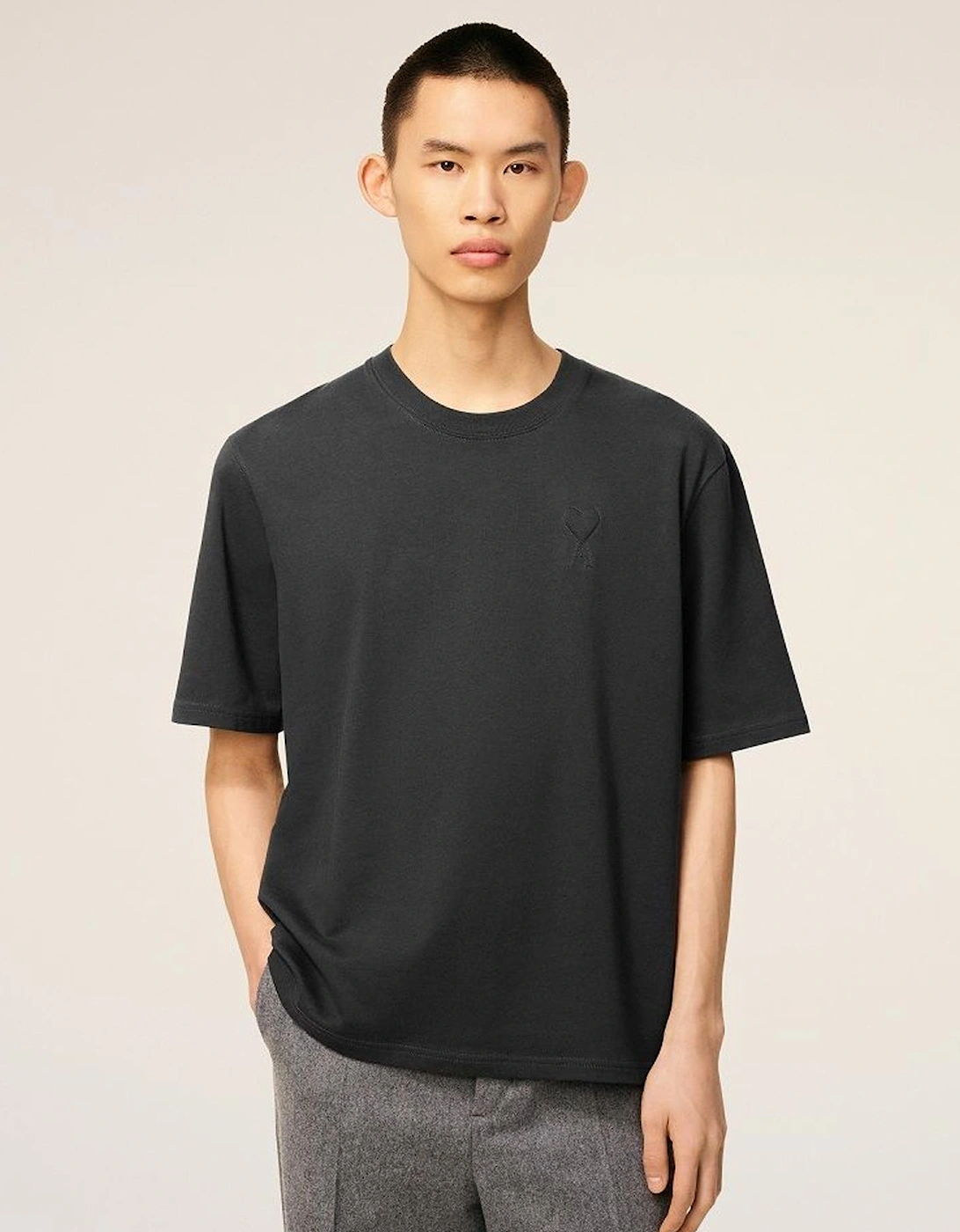 Ami Paris De Coeur Jersey T-shirt in Dark Grey