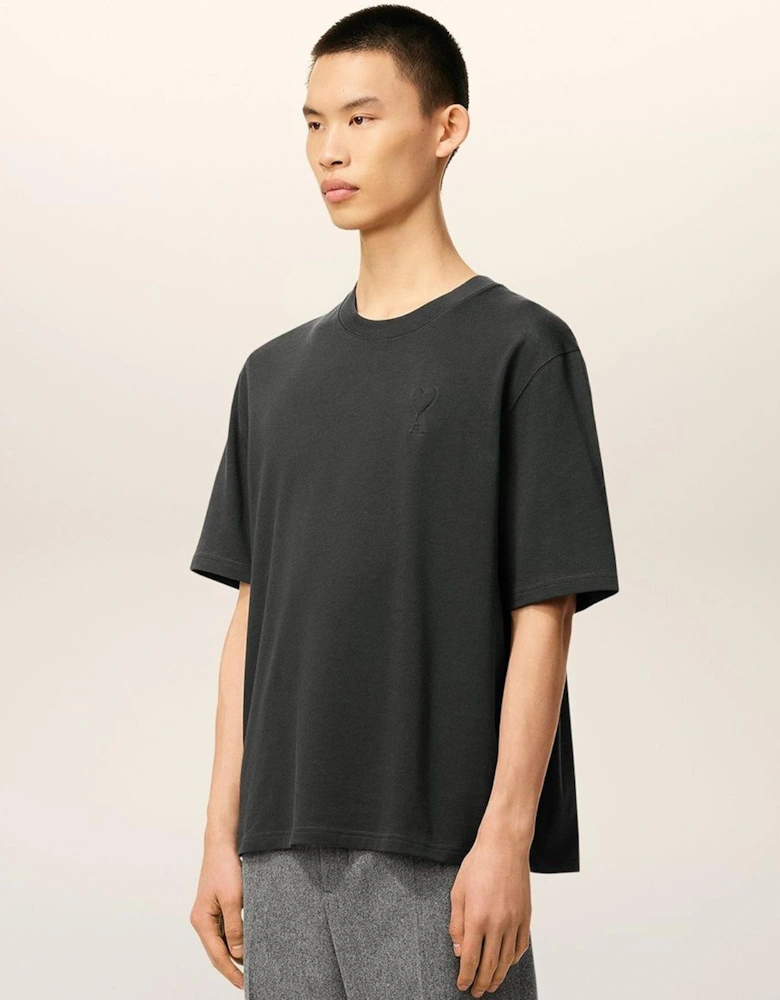 Ami Paris De Coeur Jersey T-shirt in Dark Grey