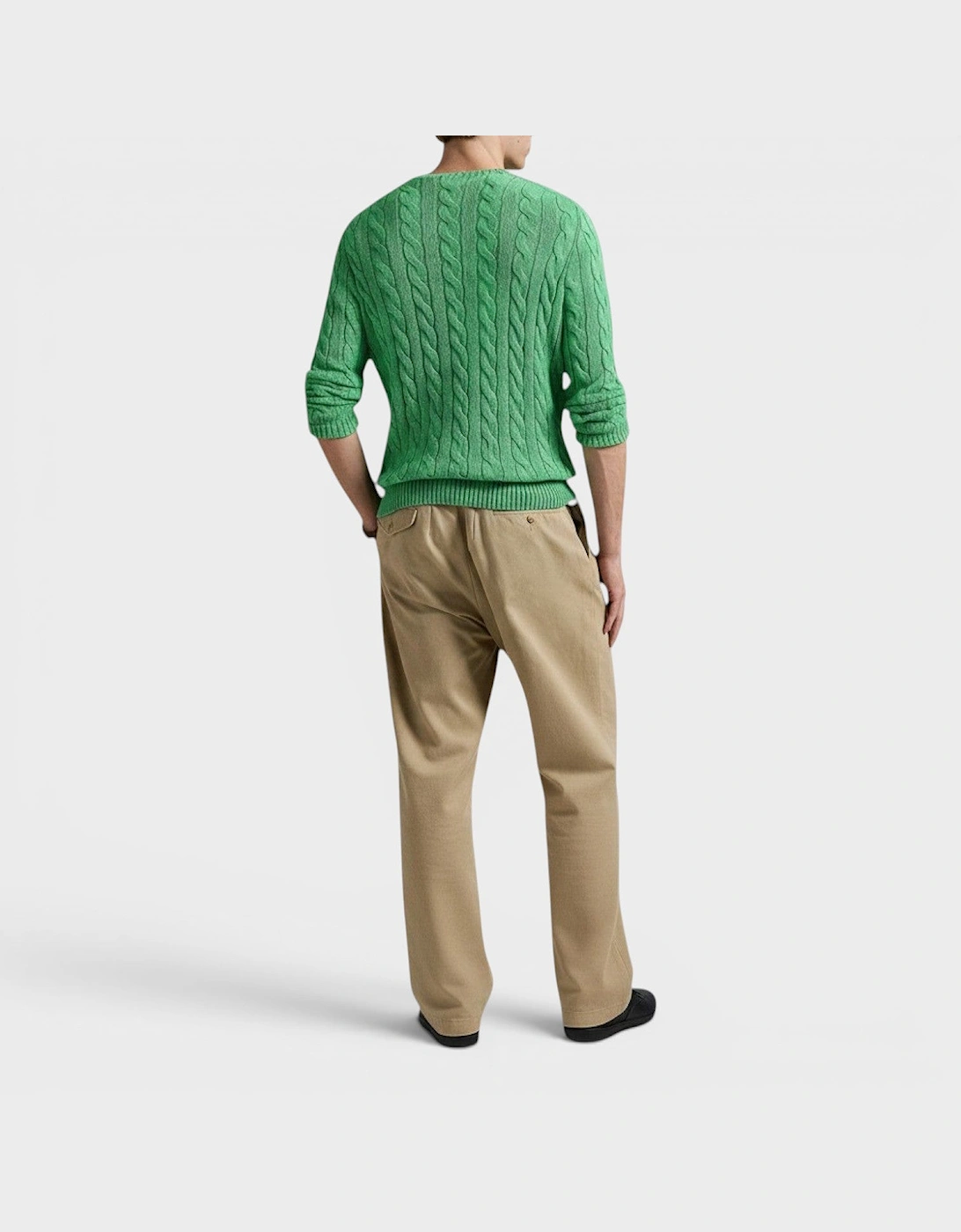 Polo Logo Cable Knit Cotton Sweater Jumper Green