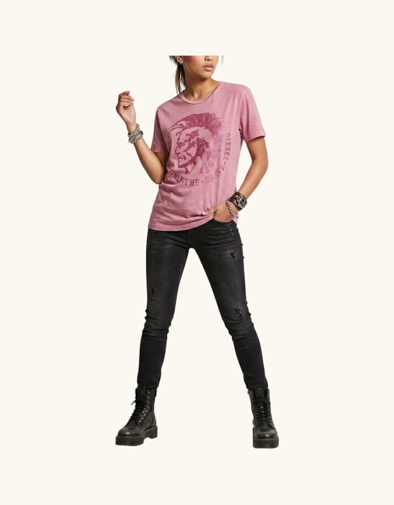 DIESEL T MORI Womens T Shirt Crew Neck Short Sleeve Casual Summer Cotton Top NEW
