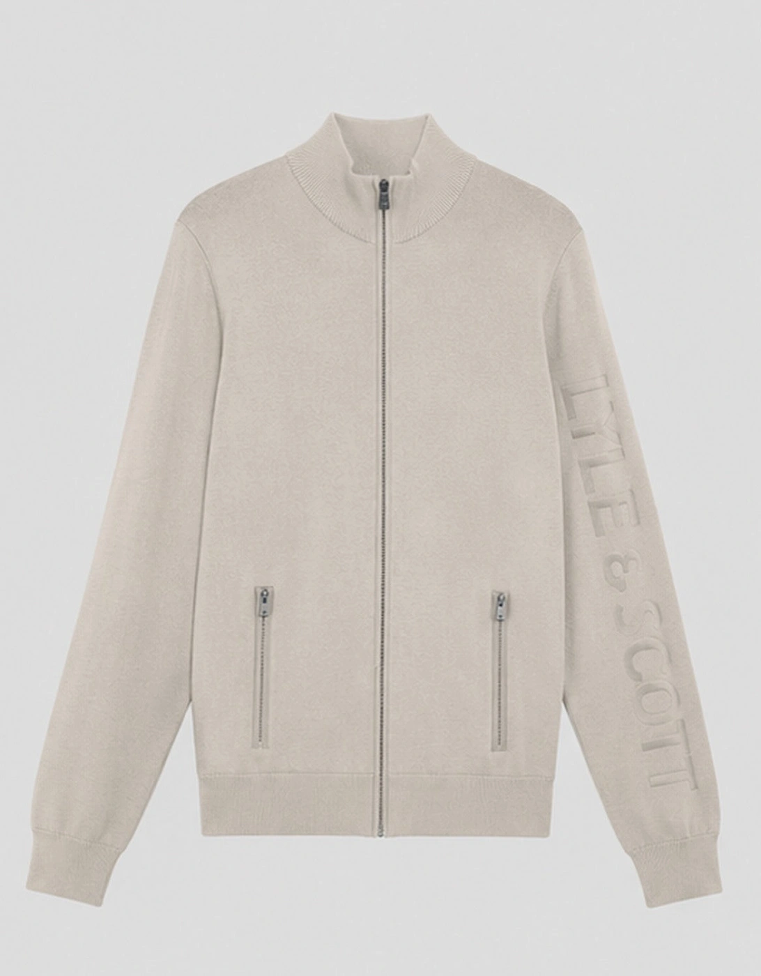 Lyle And Scott Men's White Mesh Logo Knitted Track Jacket  38/Regular M