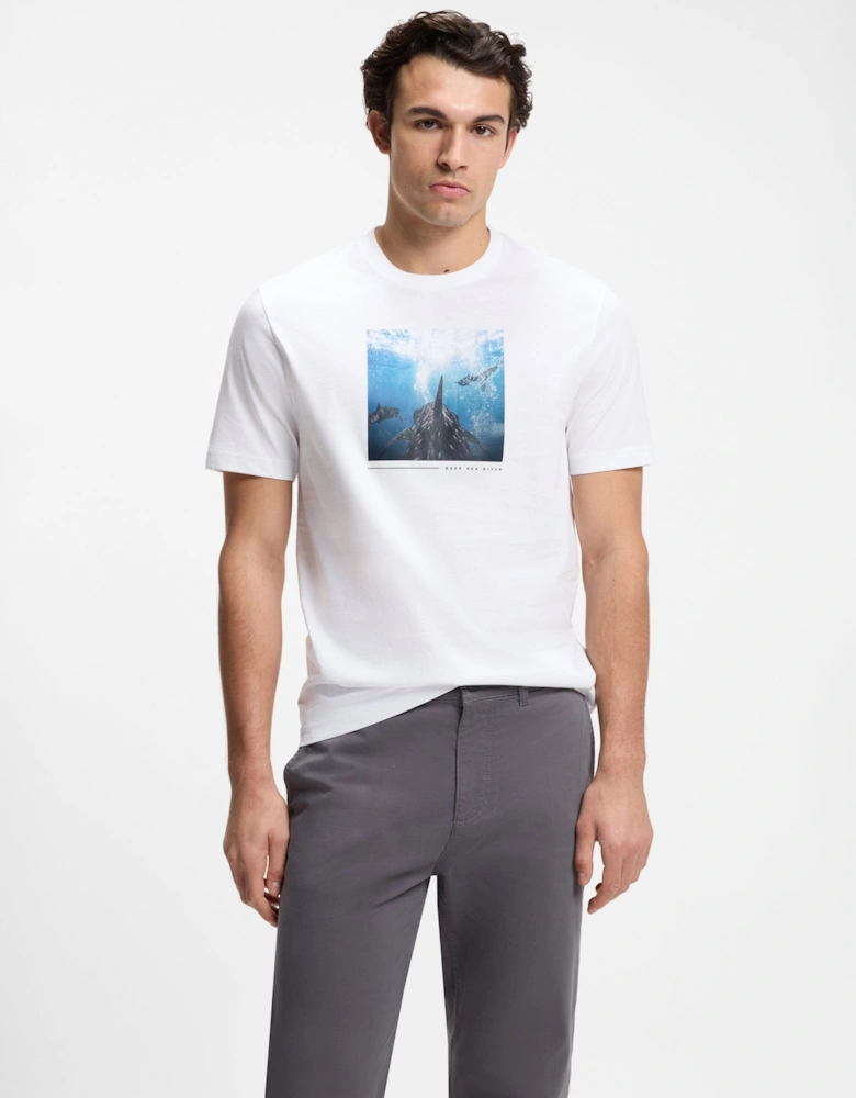 BOSS Orange Te Creature Mens Graphic Print T-Shirt - Natural 101