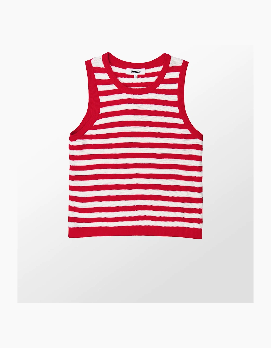 Red Stripe Cotton Knit Shell Top