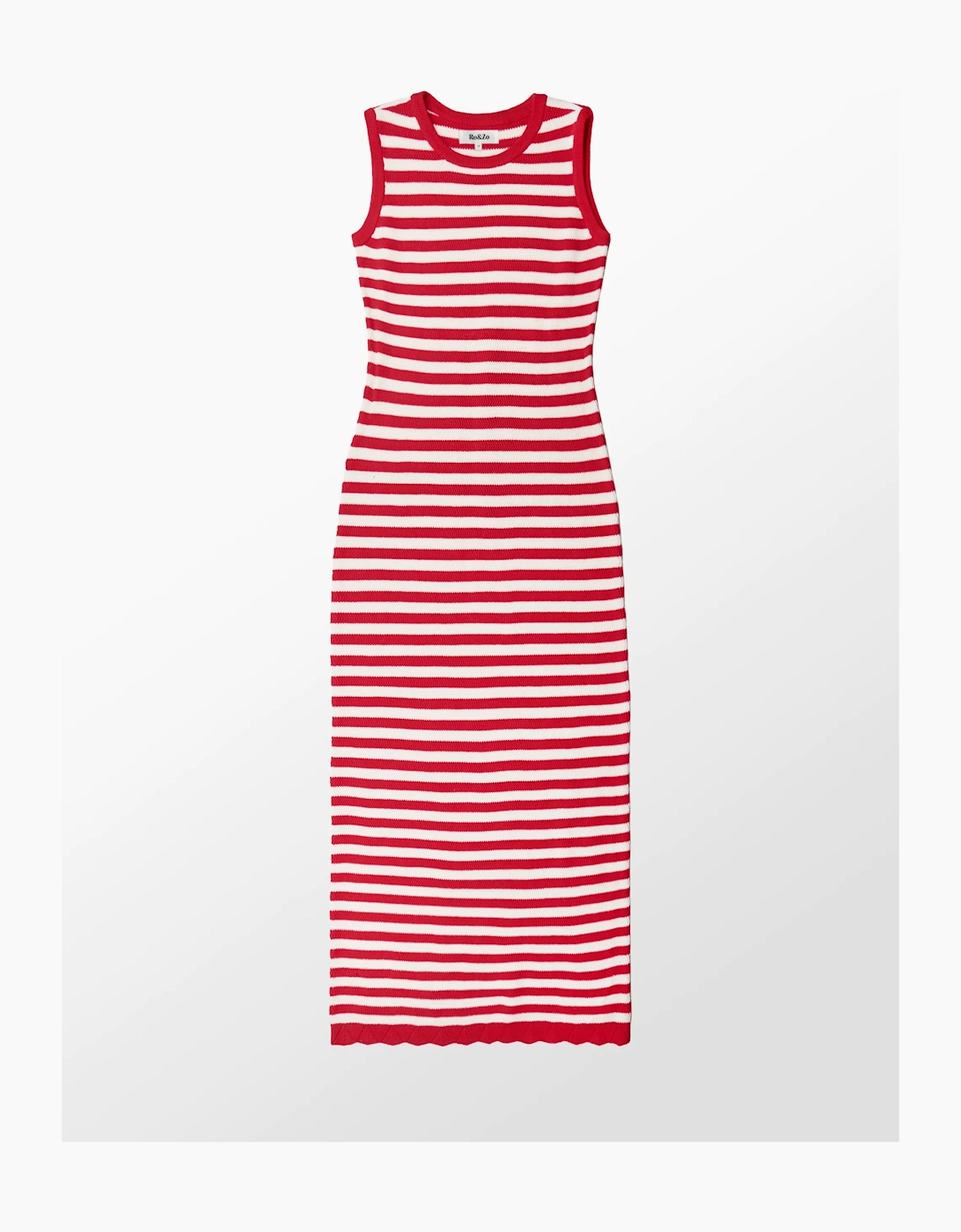 Red Stripe Cotton Knit Midi Dress