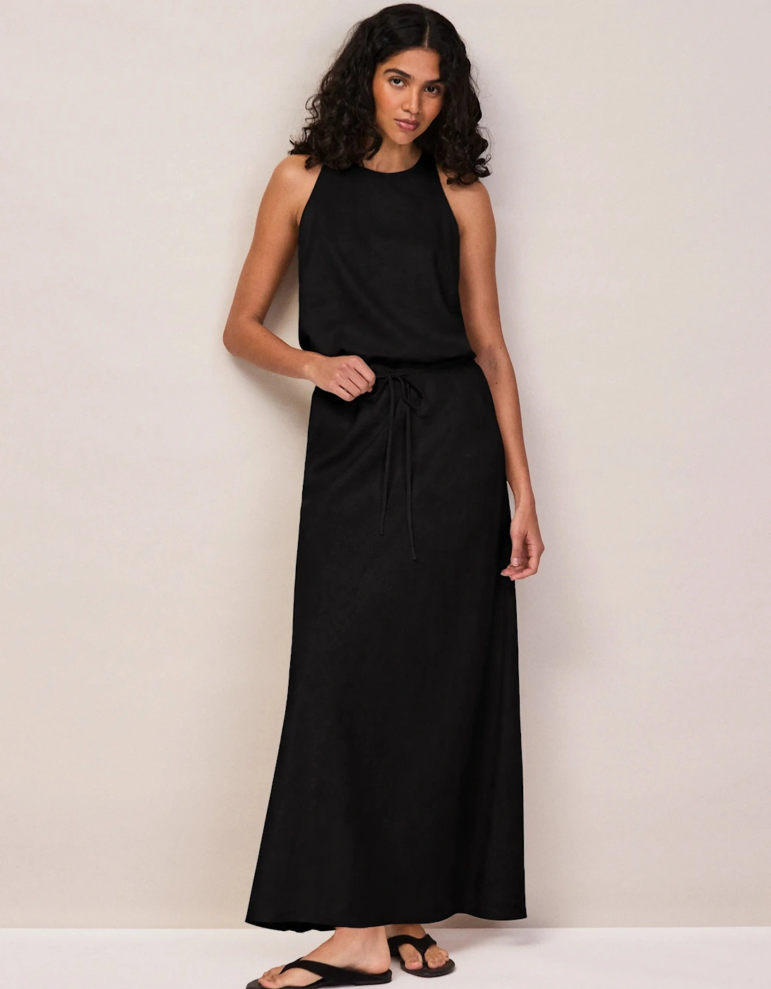 Petite Black Bias Skirt With Linen