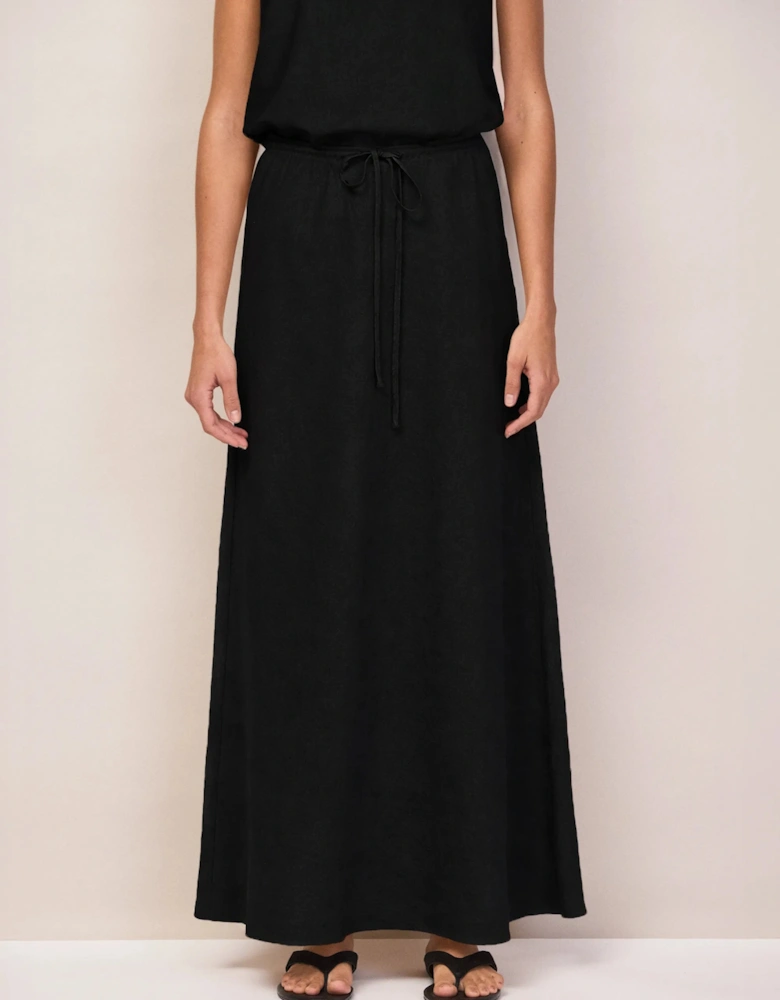 Petite Black Bias Skirt With Linen