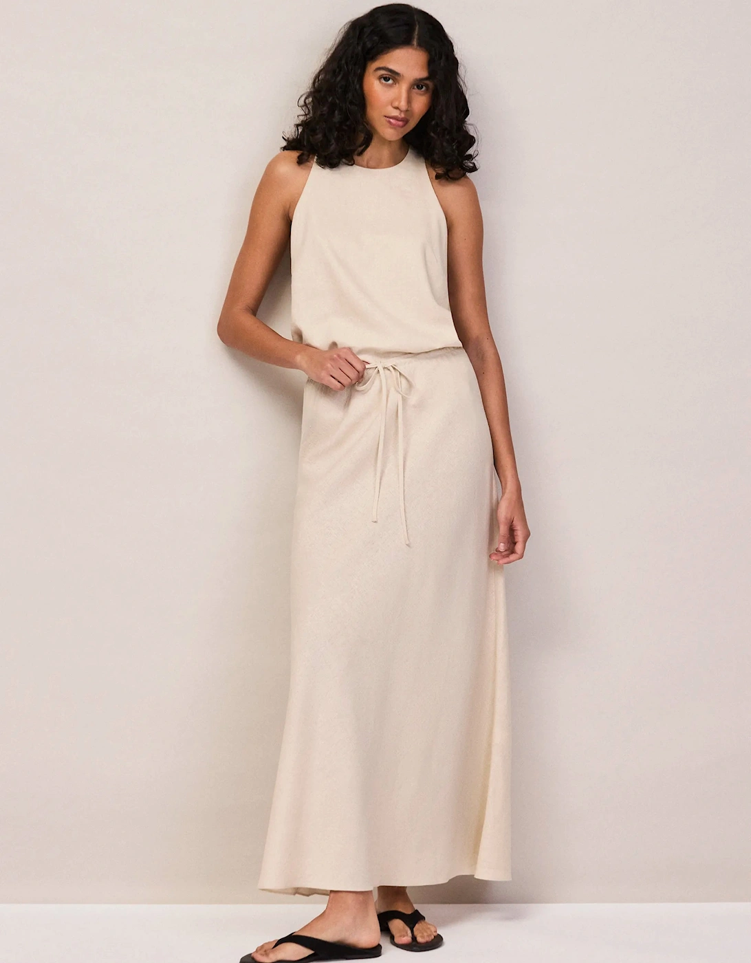 Natural Linen Blend Halter Top
