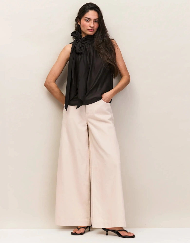 Black Bow Detail Sleeveless Blouse