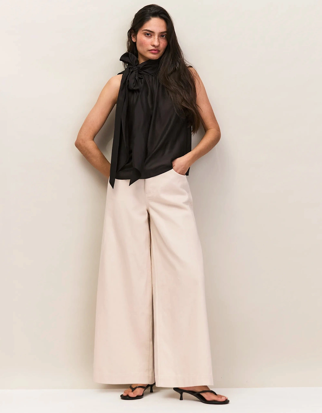 Black Bow Detail Sleeveless Blouse