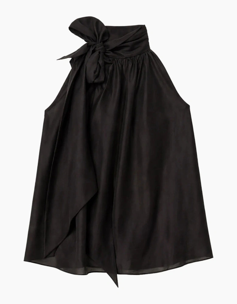 Black Bow Detail Sleeveless Blouse
