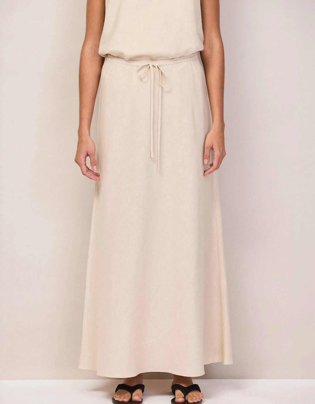 Natural Linen Blend Bias Skirt
