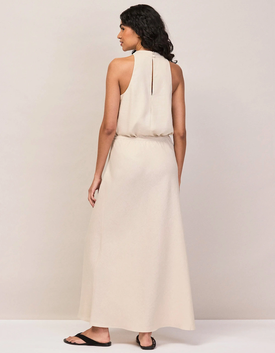 Natural Linen Blend Bias Skirt