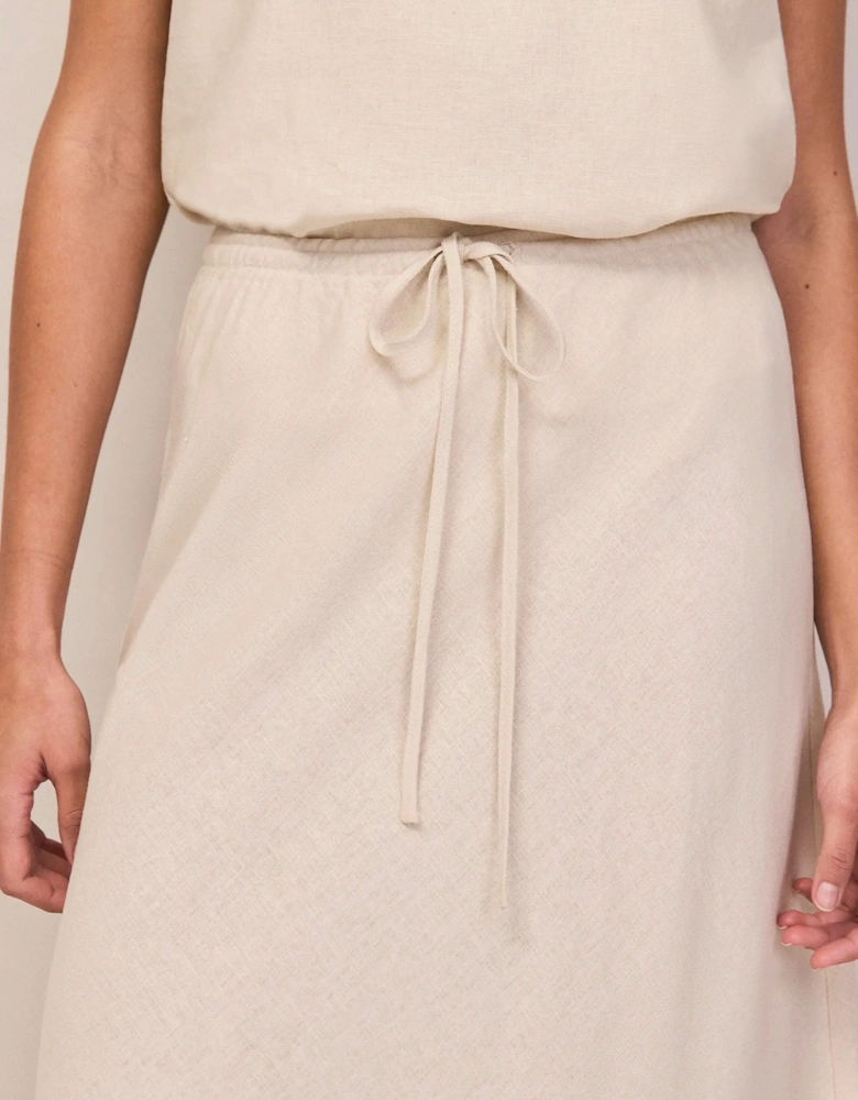 Natural Linen Blend Bias Skirt