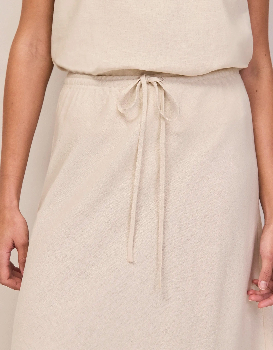 Natural Linen Blend Bias Skirt
