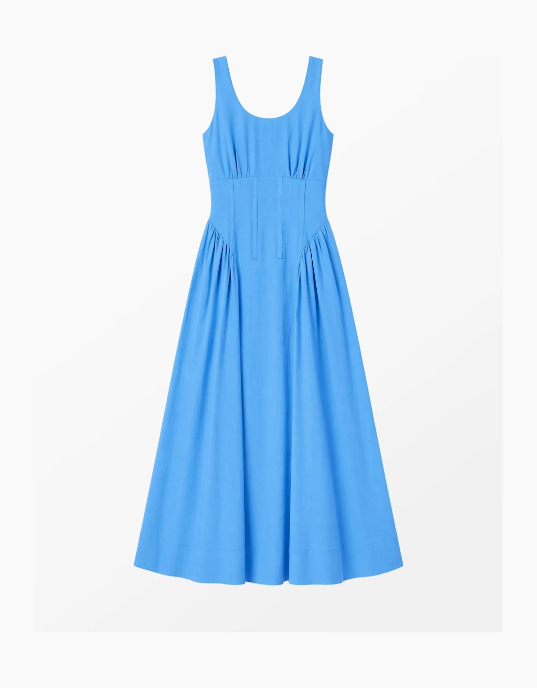 RO&ZO RO&ZO Women's Petite Blue Waist Detail Dress With Linen