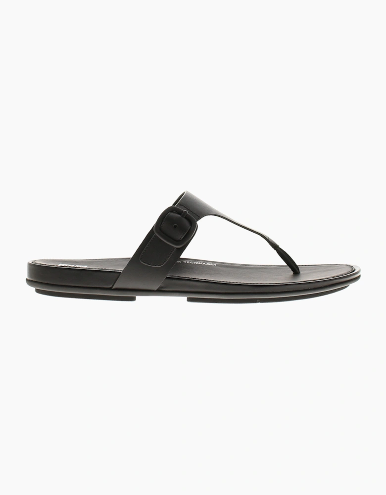 FitFlop Womens Flip Flops Gracie Leather Slip On black UK Size