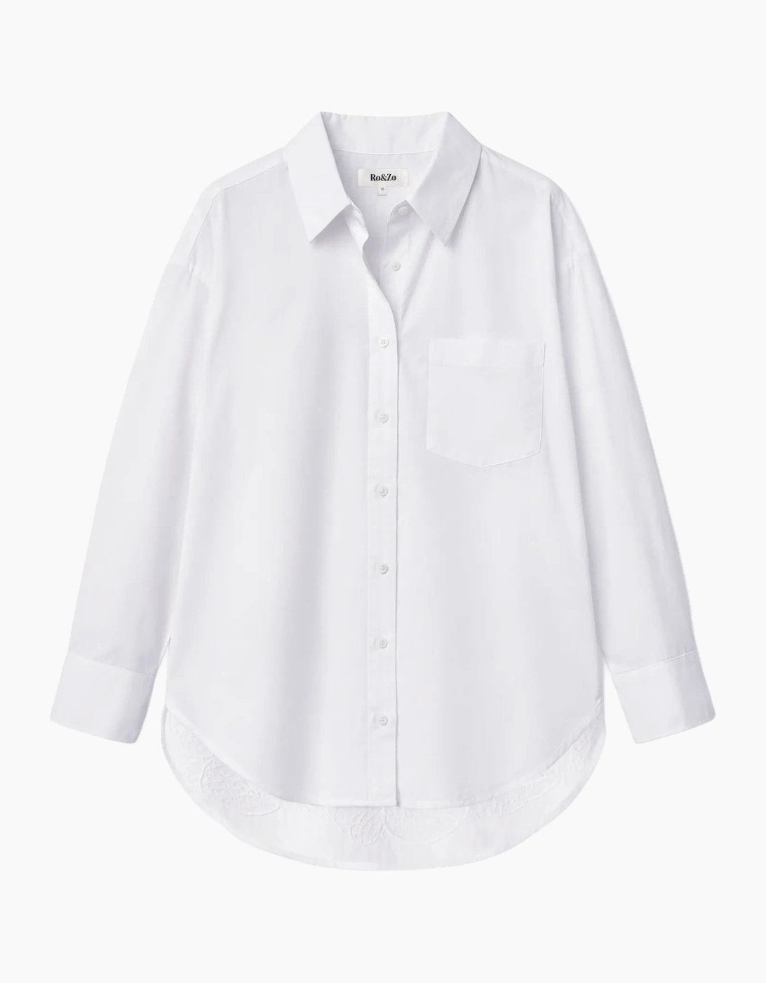 Petite White Cutwork Embroidered Back Shirt