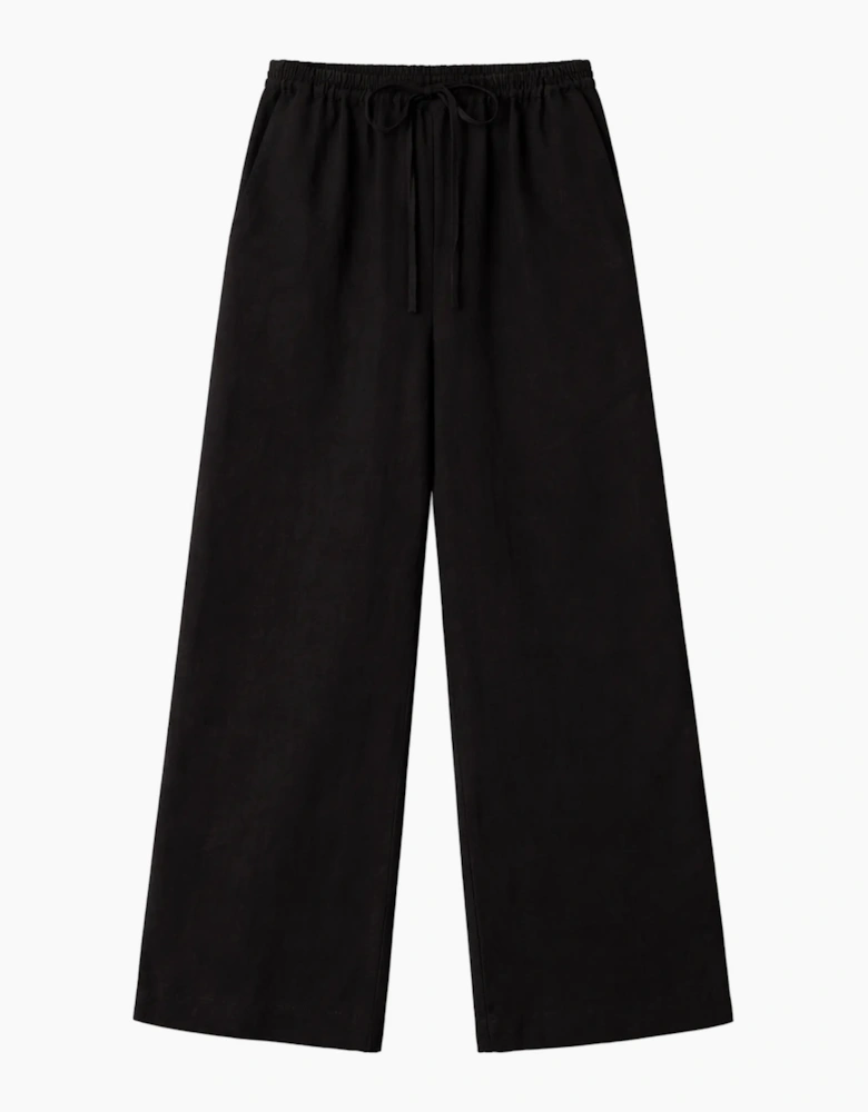 Black Drawstring Trousers With Linen