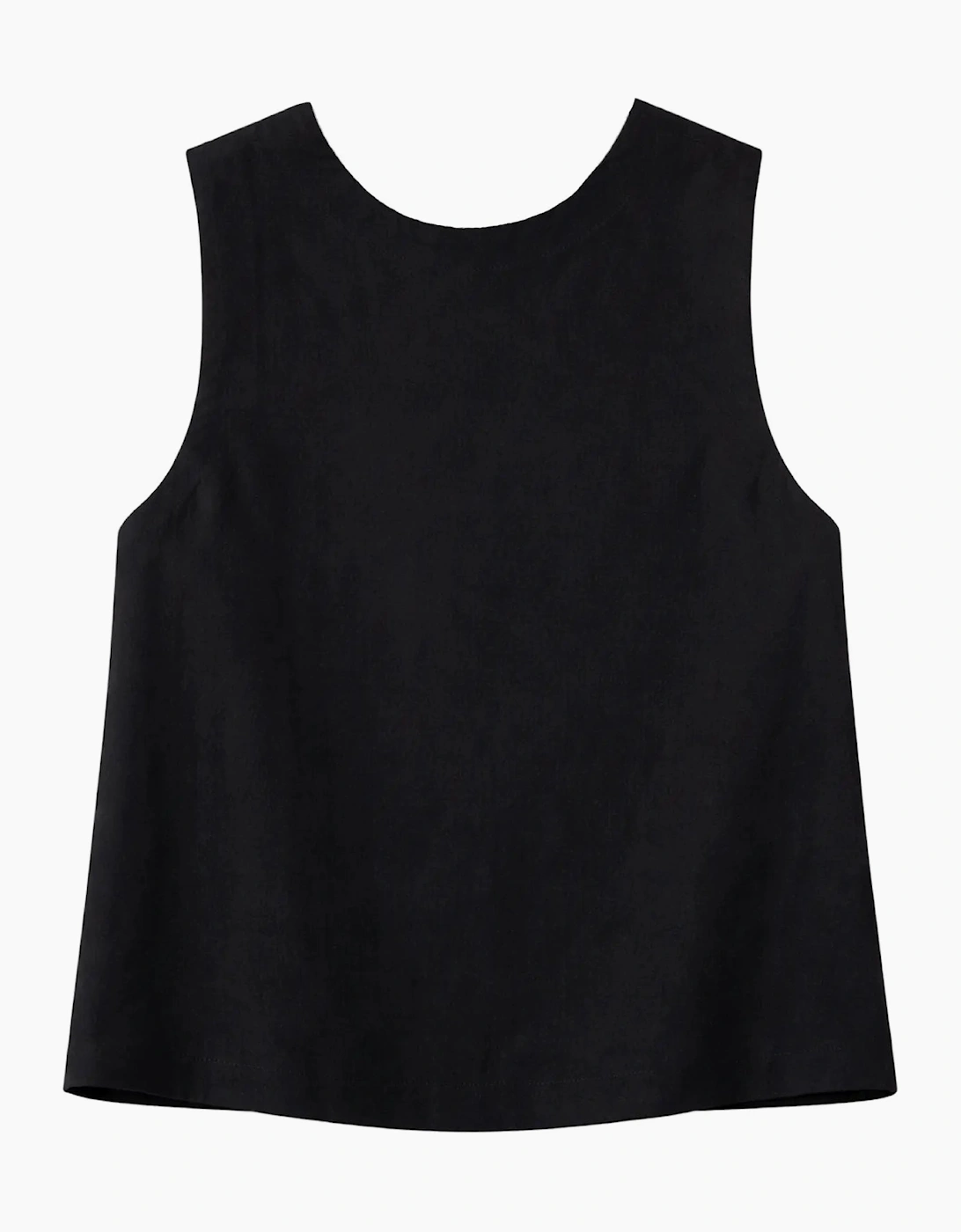 Black Twist Back Shell Top With Linen
