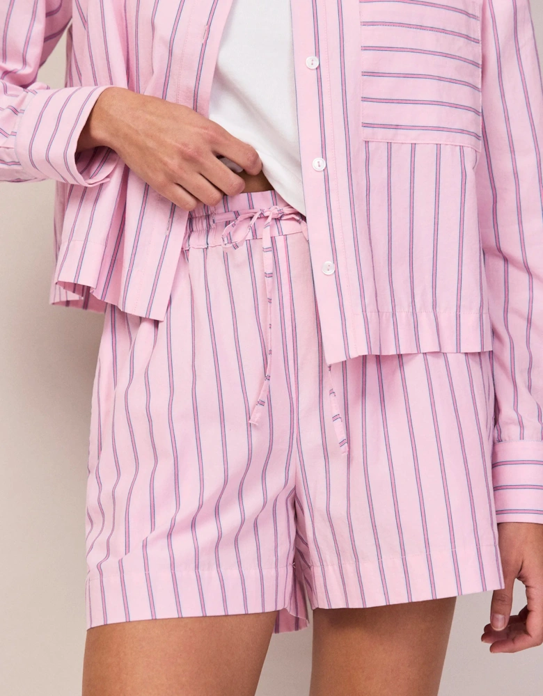 Pink Stripe Cotton Shorts