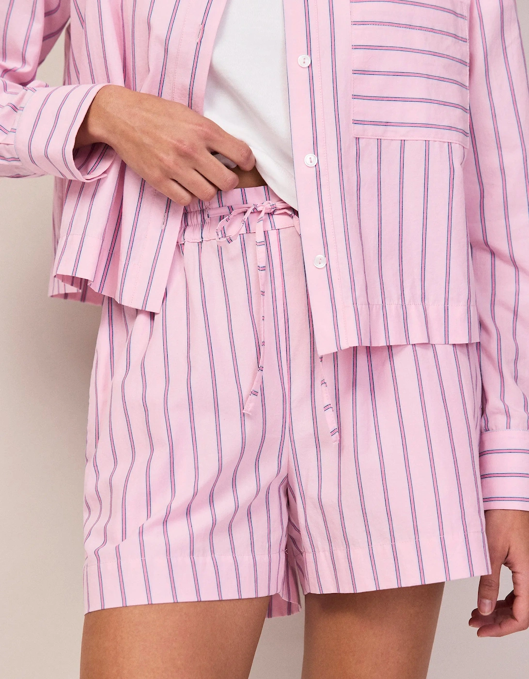 Pink Stripe Cotton Shorts