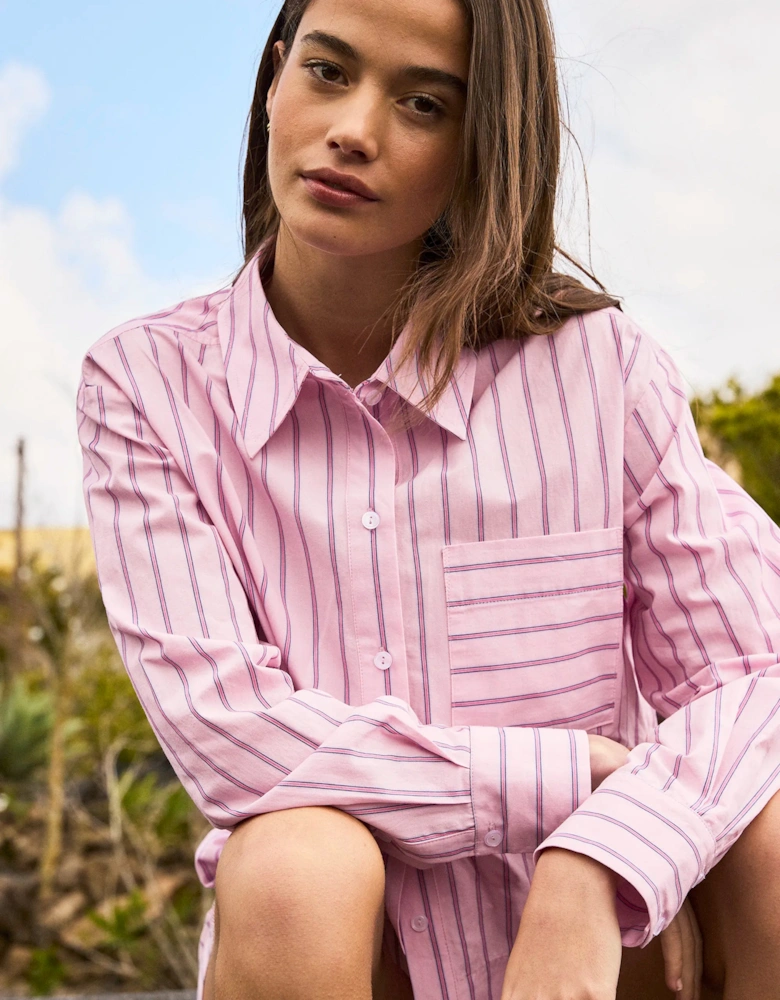 Pink Stripe Cotton Shirt